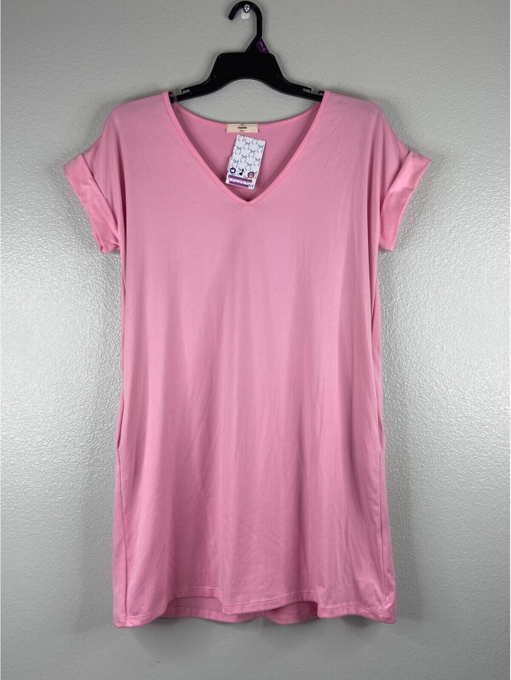 Entro Women Small Pink T Shirt Dress Lightweight Casual Summer